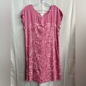 Sundance embroidered mini dress rose short sleeve
